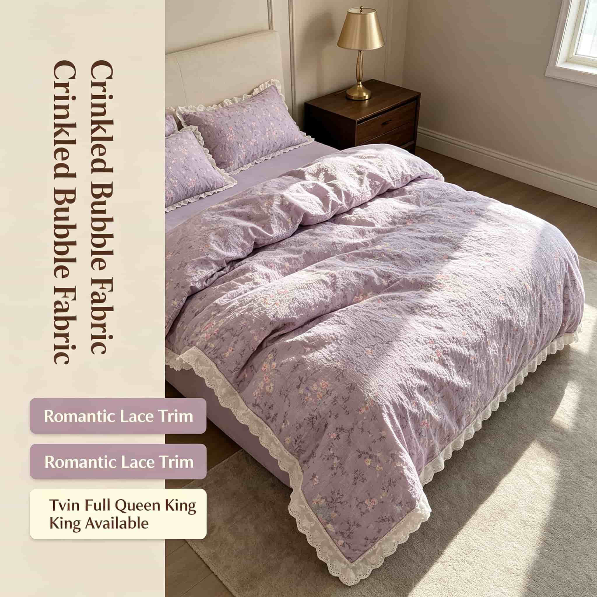 Ruffle Lace Floral Bedding Set - огляд і ціна Aesthetic Floral Duvet Cover