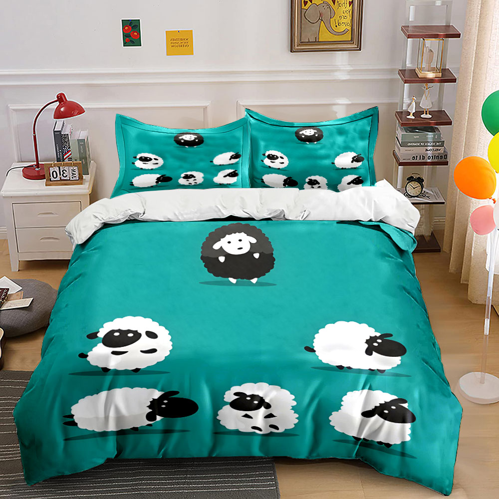 Cartoon sheep and a black one  - огляд і ціна Duvet Cover Sets With Zipper