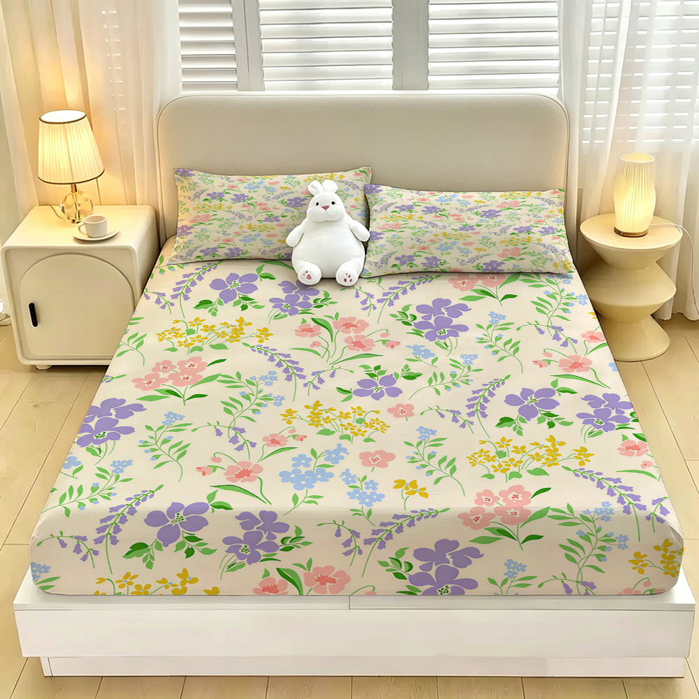 Colorful Flower Fitted Sheet 3 - огляд і ціна Fitted Bed Sheets Deep Pocket
